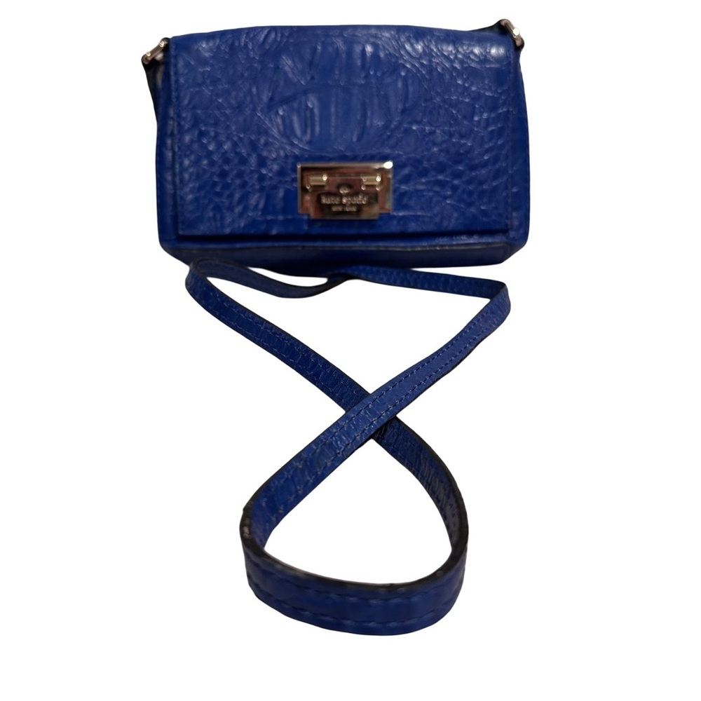Kate Spade New York Rialto Place Sally Crossbody Bag Blue Crocodile Embossed GUC - Picture 8 of 16